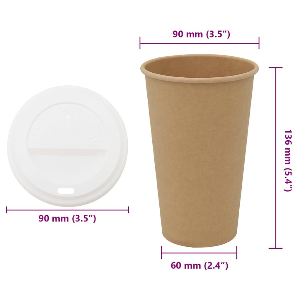 vidaXL Pappbecher mit Deckel 8oz 200ml 1000 Stück auslaufsicher