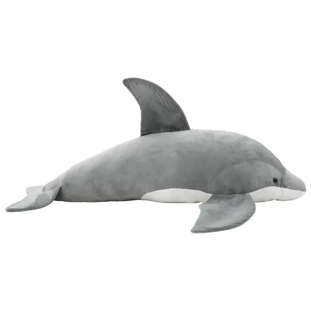 vidaXL Delfin Kuscheltier Plüsch Grau 100x40 cm Kinder Stofftier