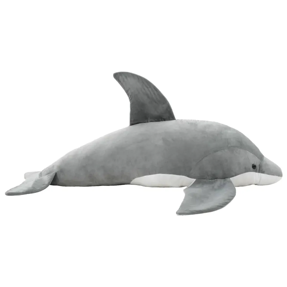 vidaXL Delfin Kuscheltier Plüsch Grau 100x40 cm Kinder Stofftier