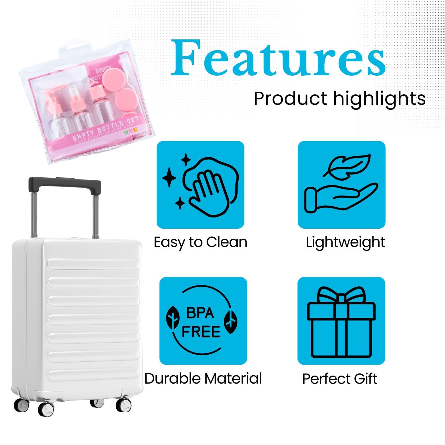 Intirilife Reise Flaschen-Set rosa transparent 6-teilig TSA