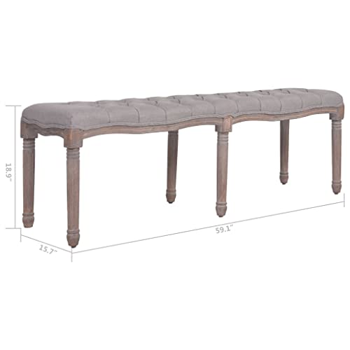 vidaXL Sitzbank Stoff 150x40x48 cm Cremeweiß Massivholz