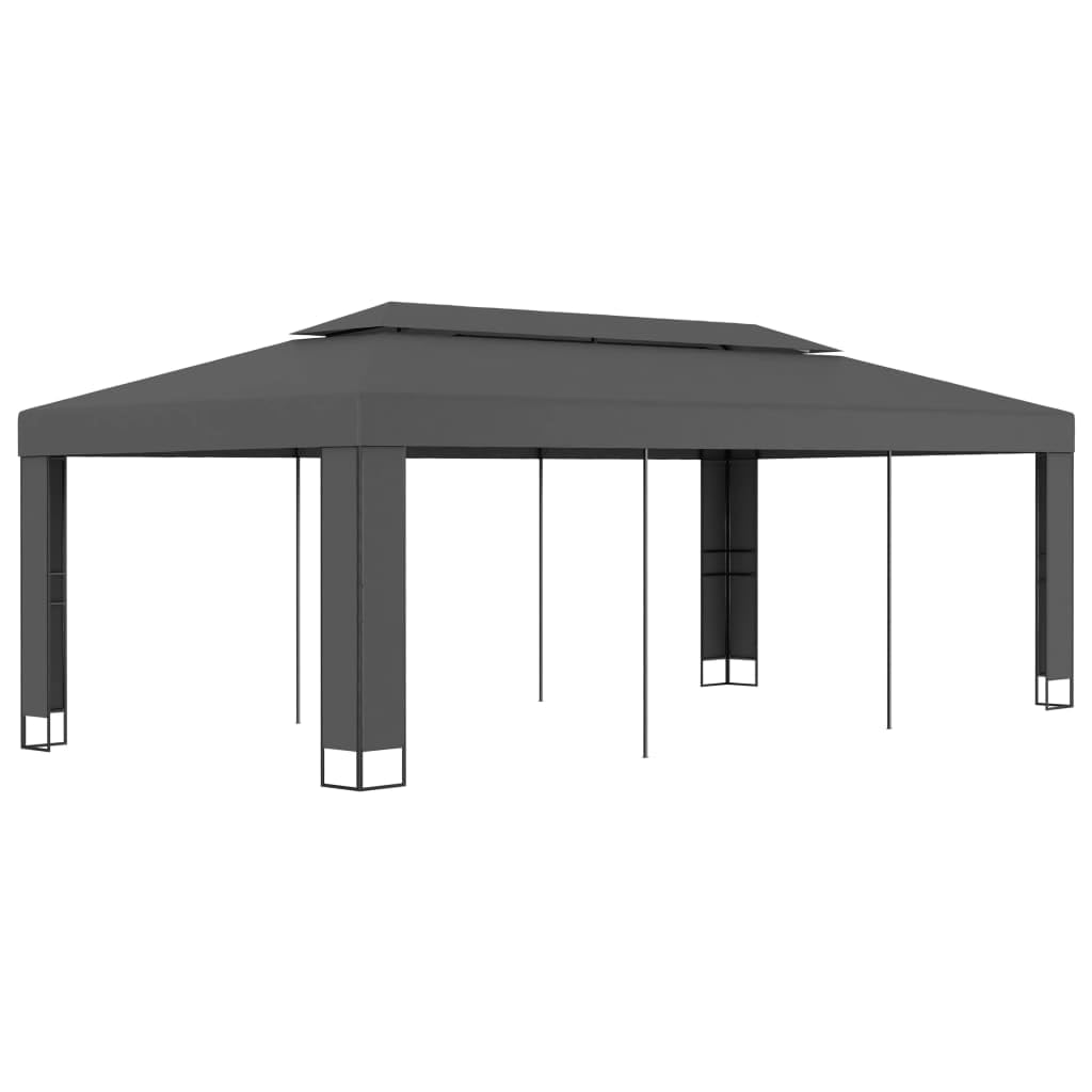 vidaXL Pavillon Doppeldach 3x3x2,7 m Taupe Stahl Polyester