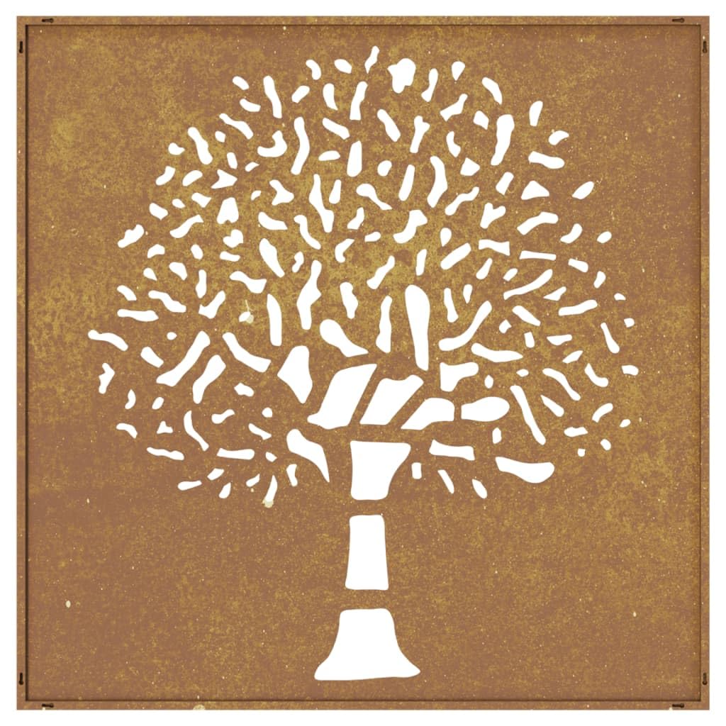 vidaXL Heim & Garten Wanddeko 55x55 cm Cortenstahl Baum-Design