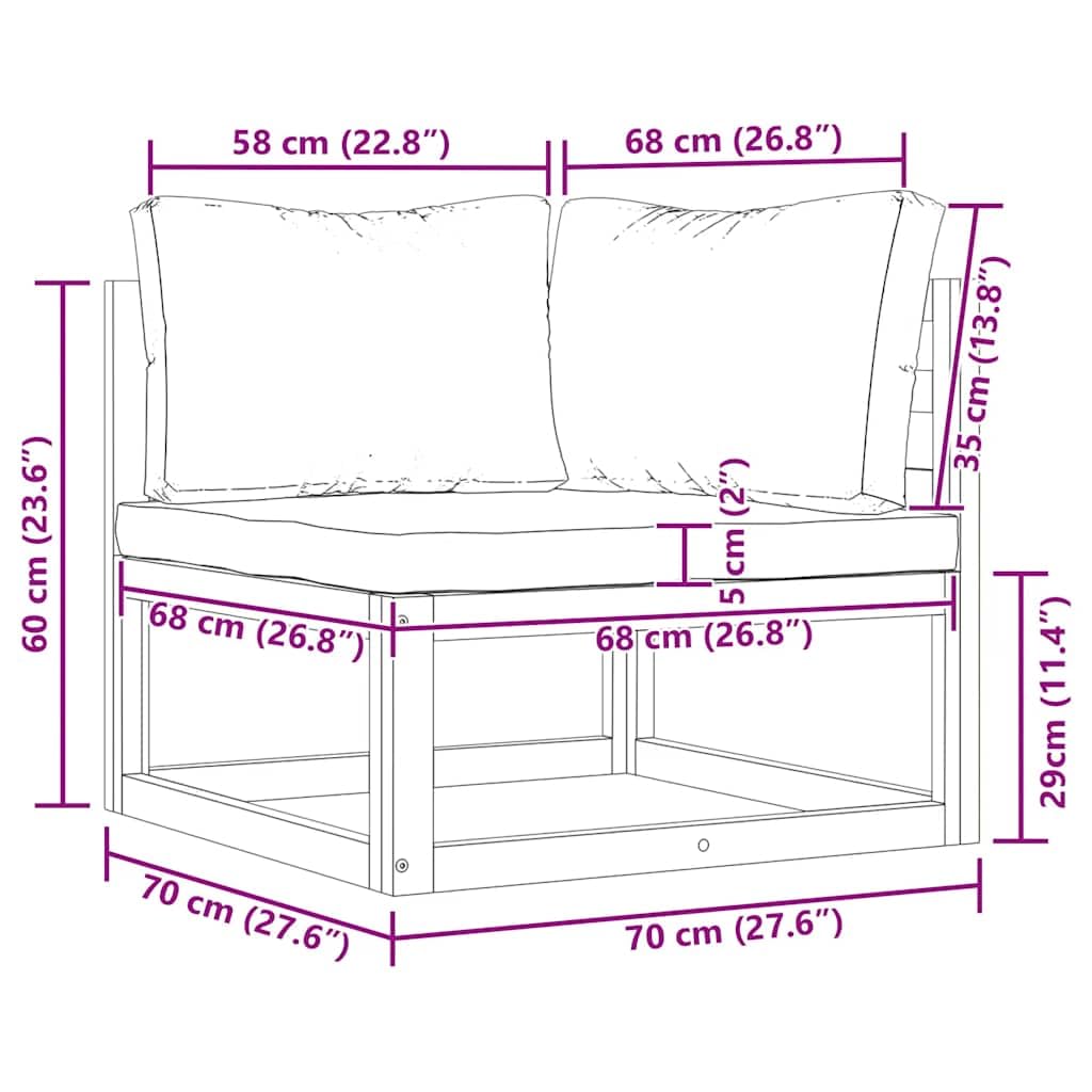 vidaXL Heim & Garten Sofa Set Akazie 2-tlg cremeweiß Kissen