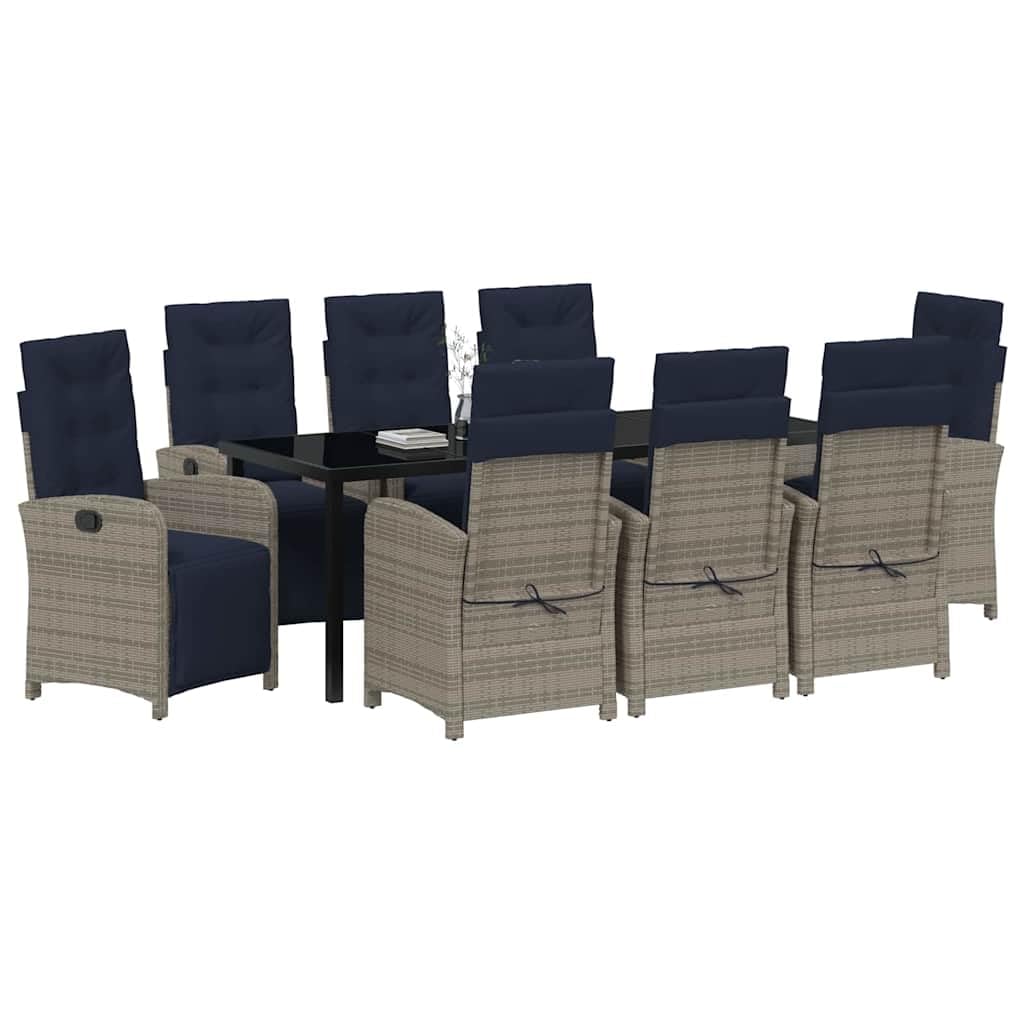 vidaXL 8-Sitzer Garten Essgruppe Poly-Rattan Grau 200 cm