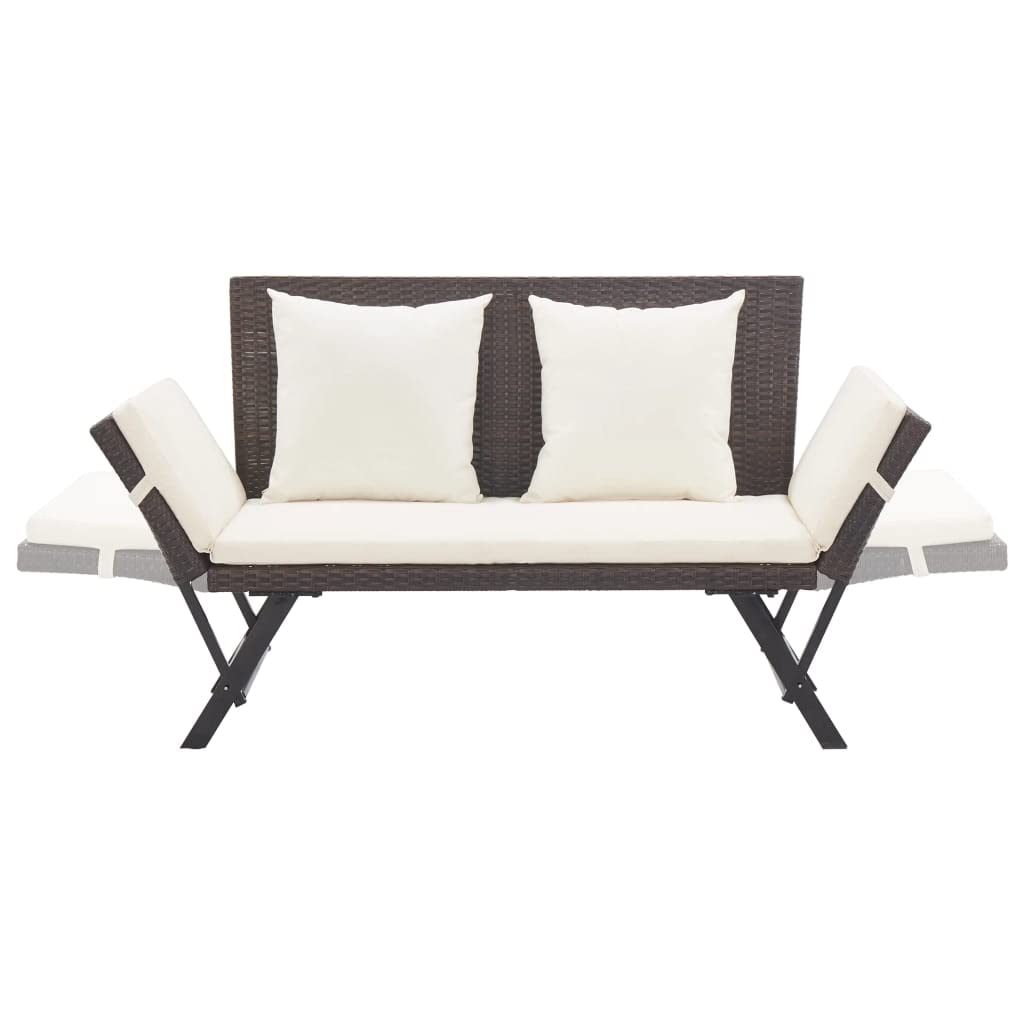vidaXL Heim & Garten Gartenbank Braun 176 cm Rattan Liege