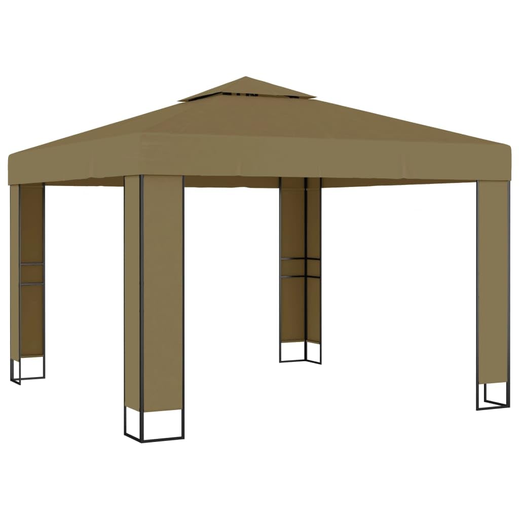 vidaXL Pavillon Doppeldach 3x3x2,7 m Taupe Stahl Polyester