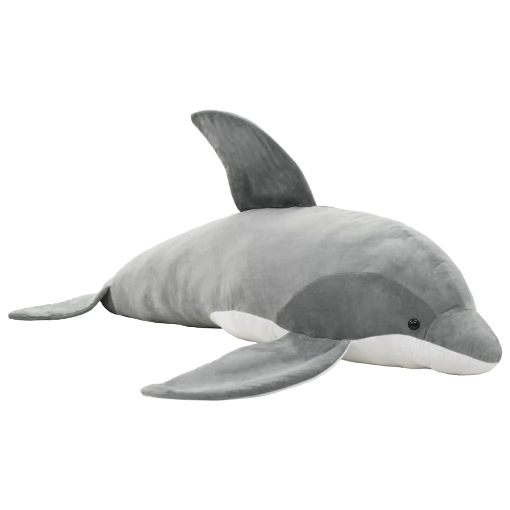 vidaXL Delfin Kuscheltier Plüsch Grau 100x40 cm Kinder Stofftier