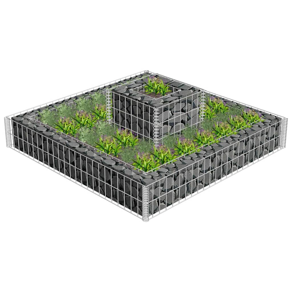 vidaXL Gabionen Pflanzkübel verzinkt 120x120x20 cm Hochbeet