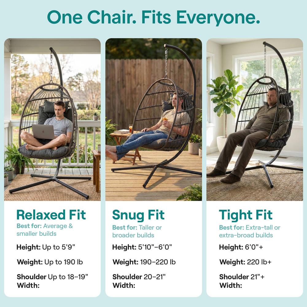 Serenelife Furniture Hängesessel Rattan grau faltbar 350 lbs