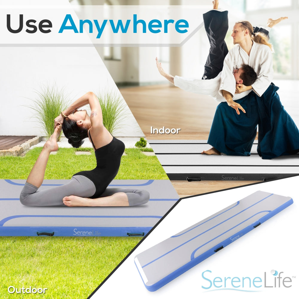 Serenelife Fitness Airtrack Turnmatte Blau 300x100cm