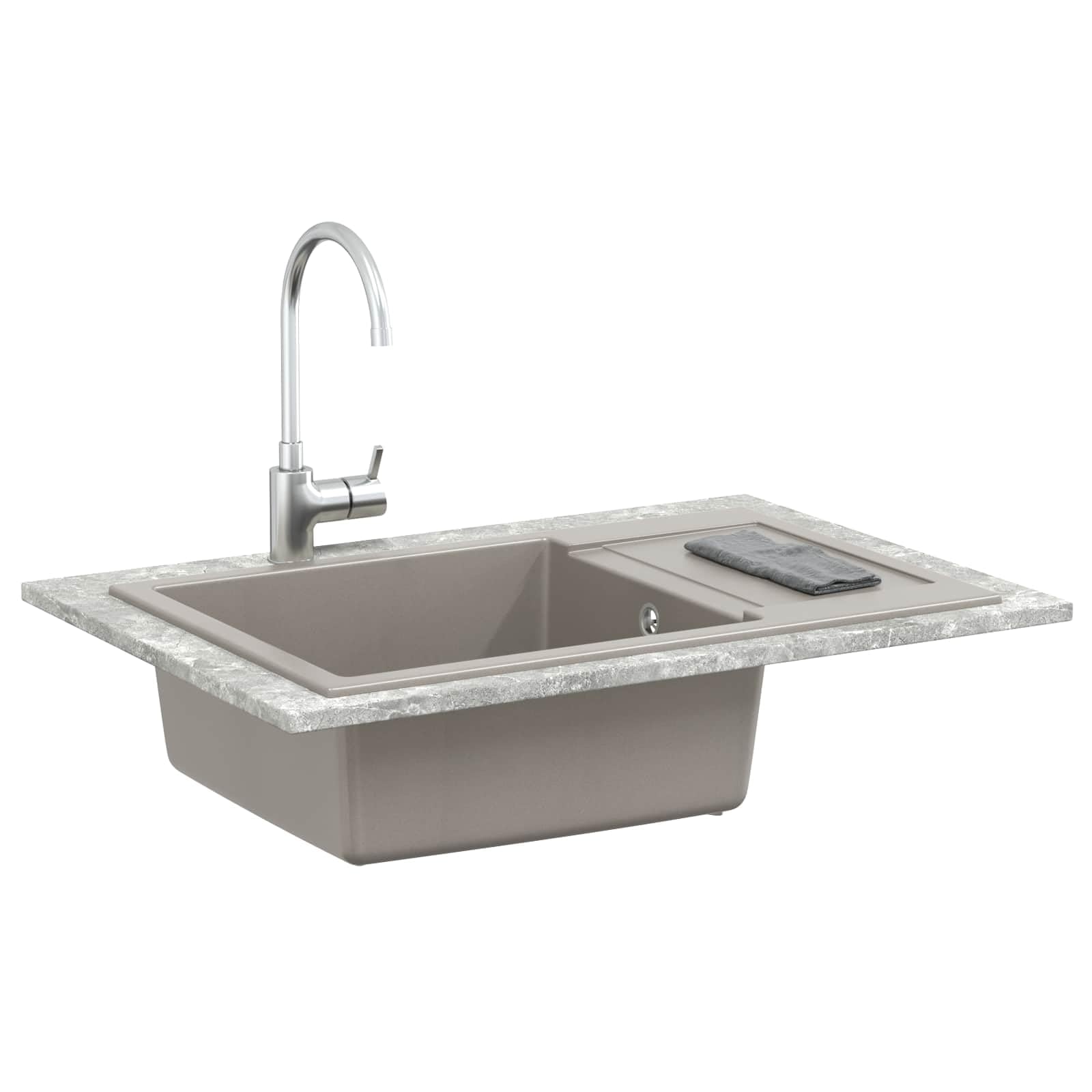 vidaXL Granitspüle Einzelbecken Schwarz 78x50x31 cm kratzfest