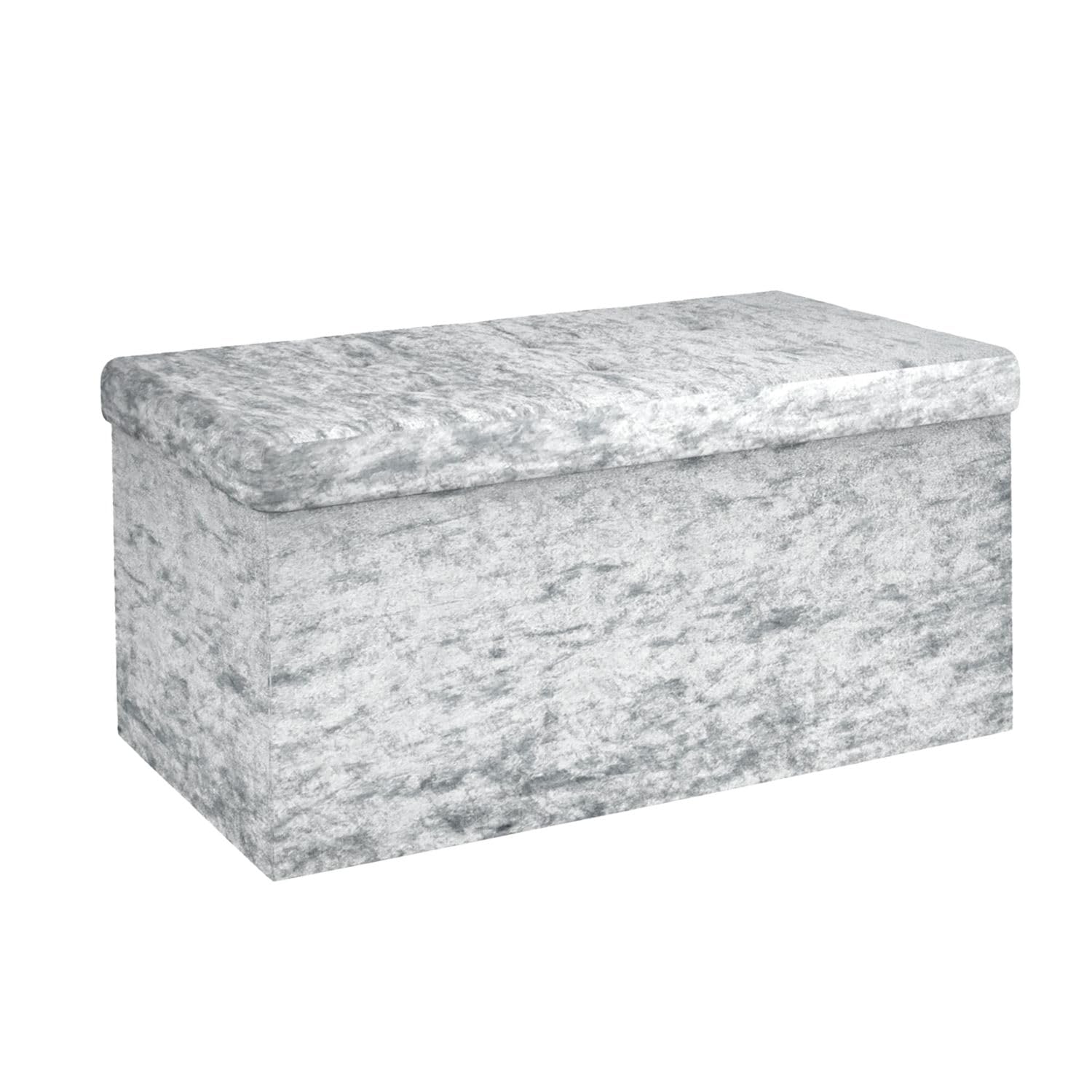 Intirilife Sitzbank Samt Blaugrau 76x38cm mit Stauraum