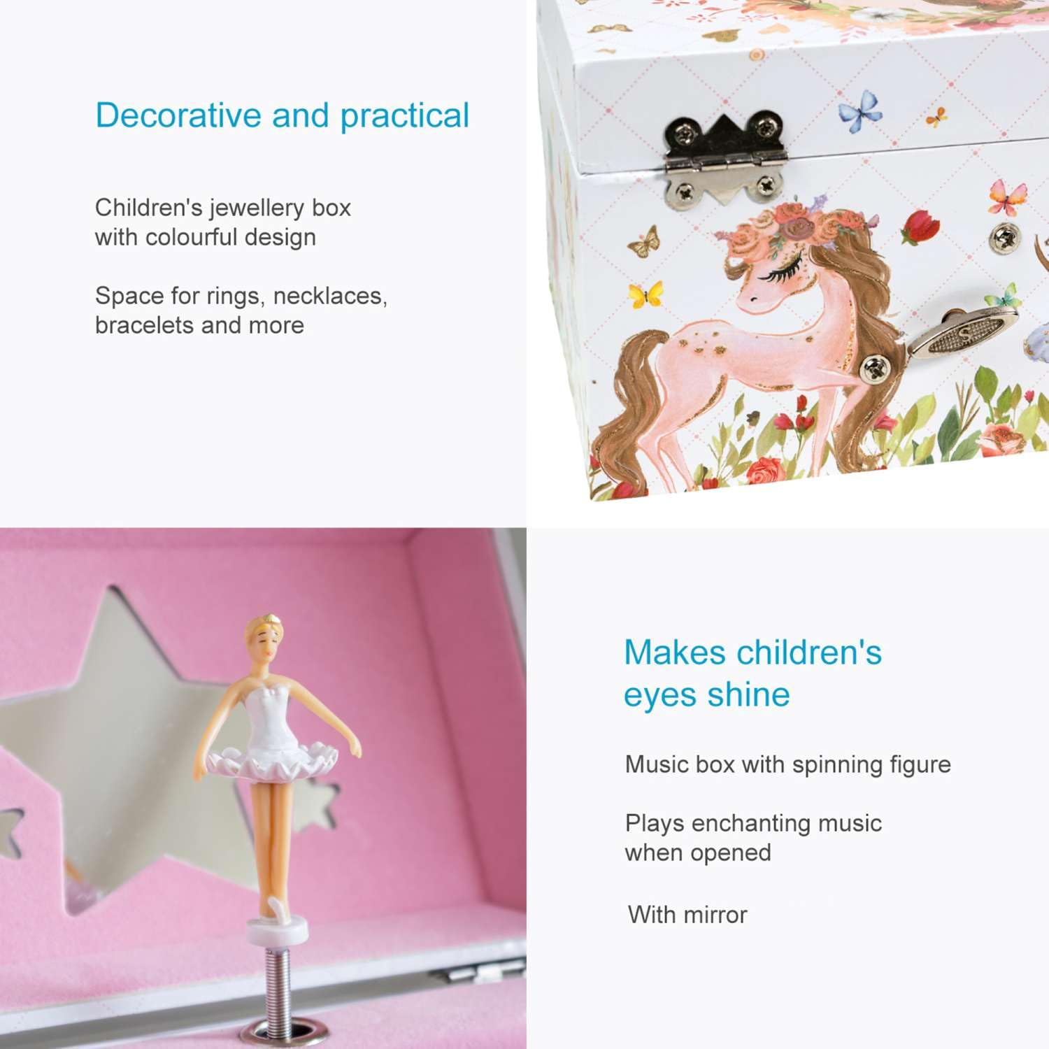 Intirilife Schmuckschatulle Spieluhr Ballerina für Mädchen