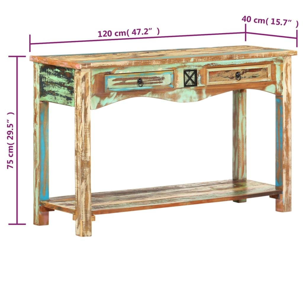 vidaXL Möbel Konsolentisch Altholz Massiv 120x40x75 Vintage