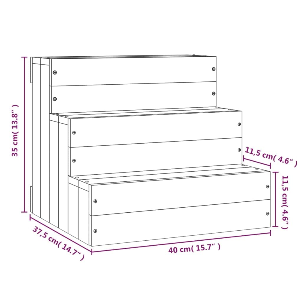 vidaXL Haustiertreppe Massivholz Kiefer Hundetreppe 40x37,5x35 Natur