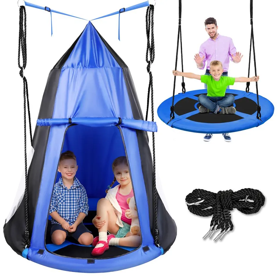 Serenelife Outdoor Swing Baumschaukel mit Zelt Blau 40 Zoll