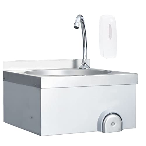 vidaXL Gastro Handwaschbecken Edelstahl Wandmontage Hahn