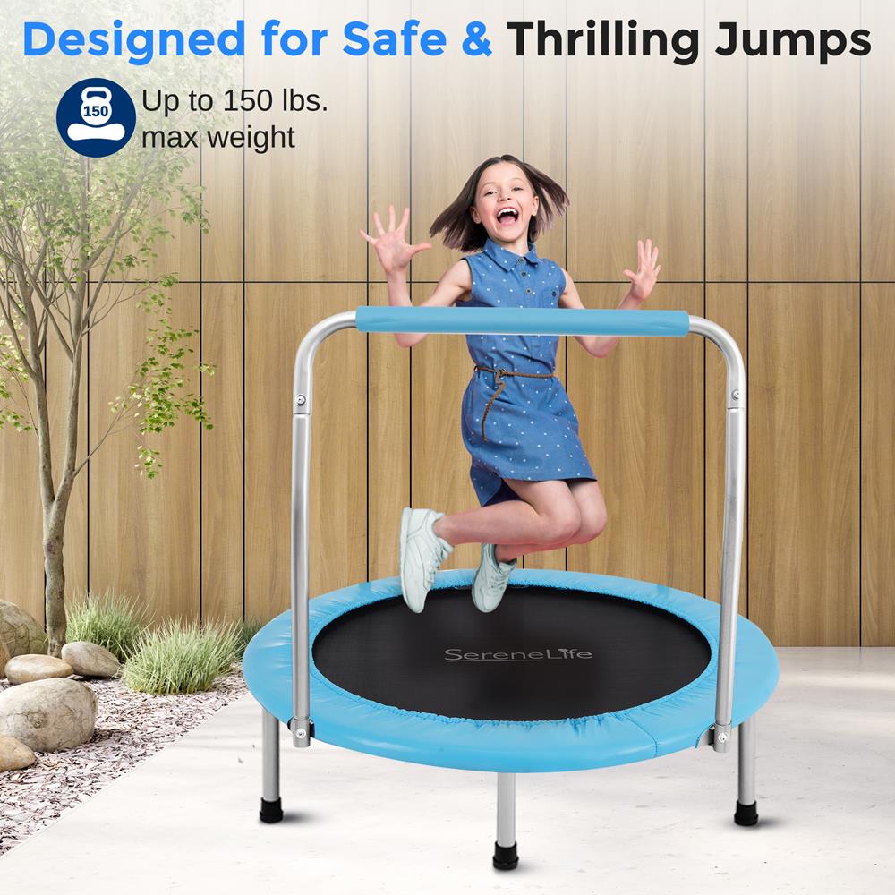 Serenelife SLELT367 Kinder-Trampolin federlos blau 91 cm