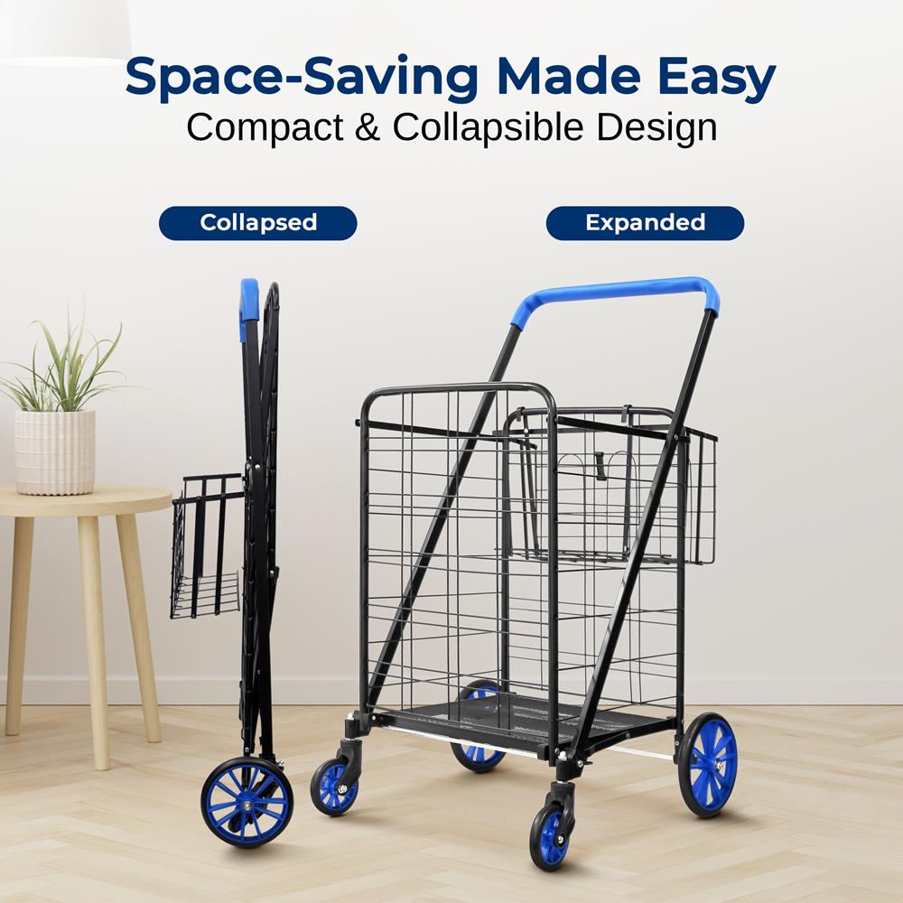 Serenelife Storage Einkaufswagen klappbar Stahl 50kg