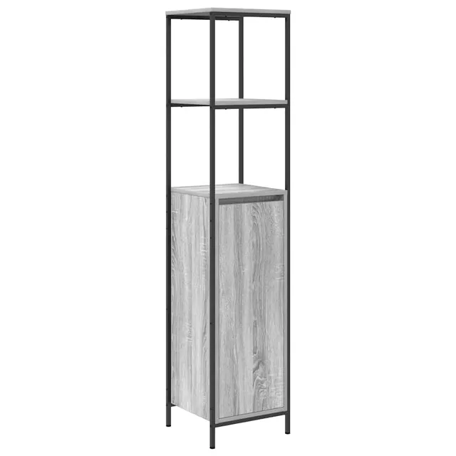 vidaXL Badschrank Grau Sonoma 36x35x165 Hochschrank mit Regalen