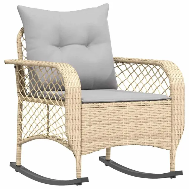 vidaXL Heim & Garten Schaukelstuhl Beige-Grau Poly Rattan