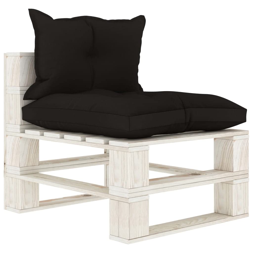 vidaXL Heim & Garten Paletten Mittelsofa Kiefer schwarze Kissen