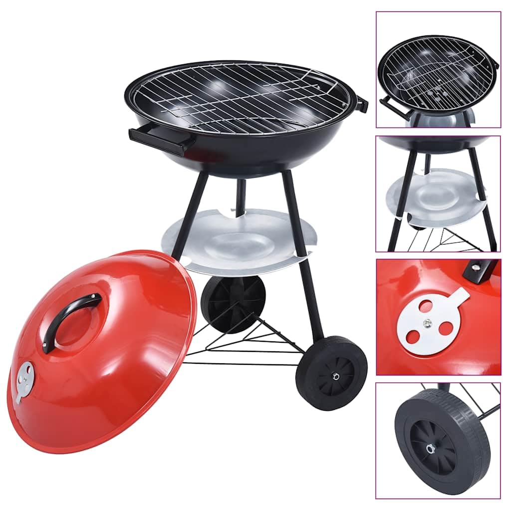 vidaXL Heim & Garten Kugelgrill Holzkohle 44cm mit Rädern