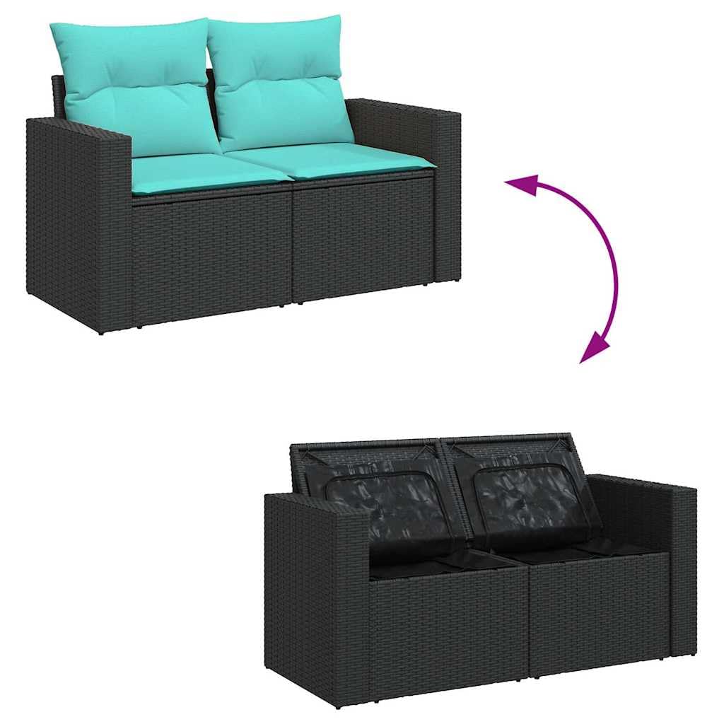 vidaXL Heim & Garten 8-tlg Garten-Sofagarnitur Schwarz Poly Rattan