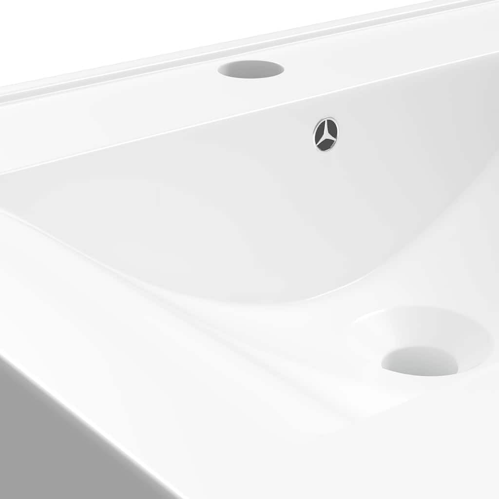 vidaXL Waschbecken Keramik Rechteckig Weiß 60x46 cm Hahnloch