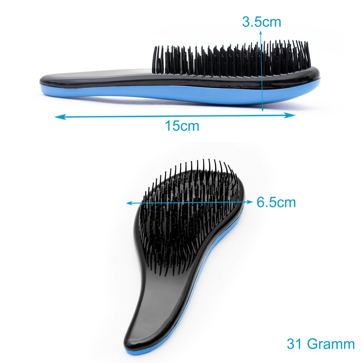 Intirilife Haarbürste Mini Blau Detangler 15 cm Reise