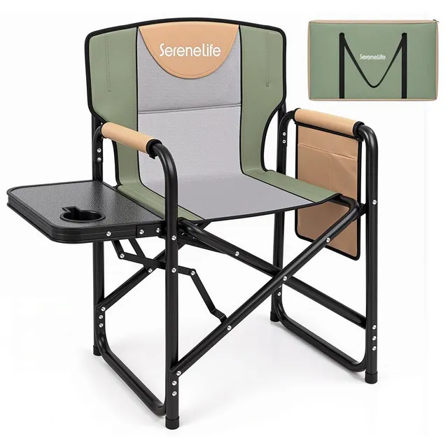 Serenelife Furniture SLFLDCHTBLG Regiestuhl Grün mit Tisch faltbar
