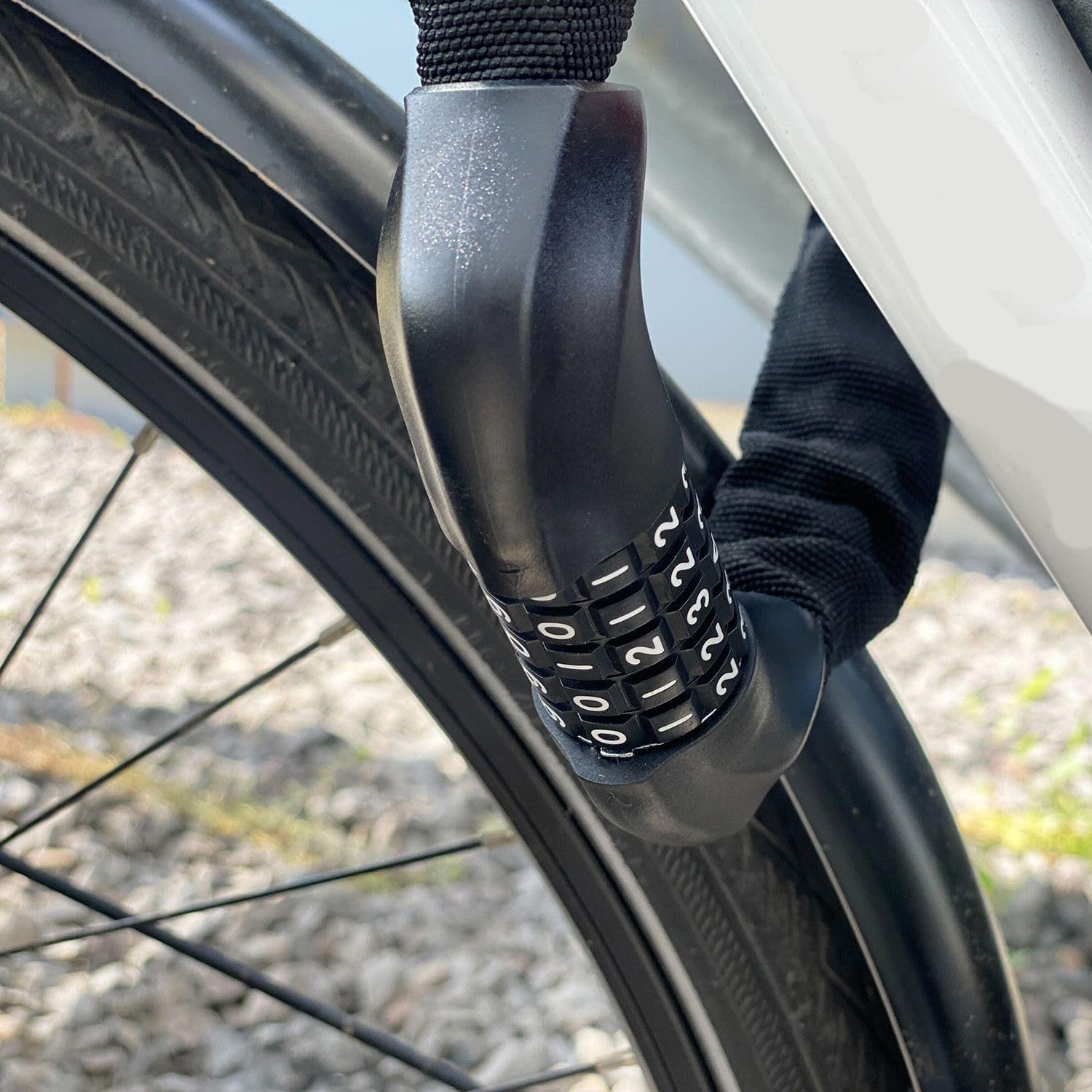 Intirilife Fahrradschloss Zahlenschloss 1 m Kettenschloss Schwarz 5-stellig