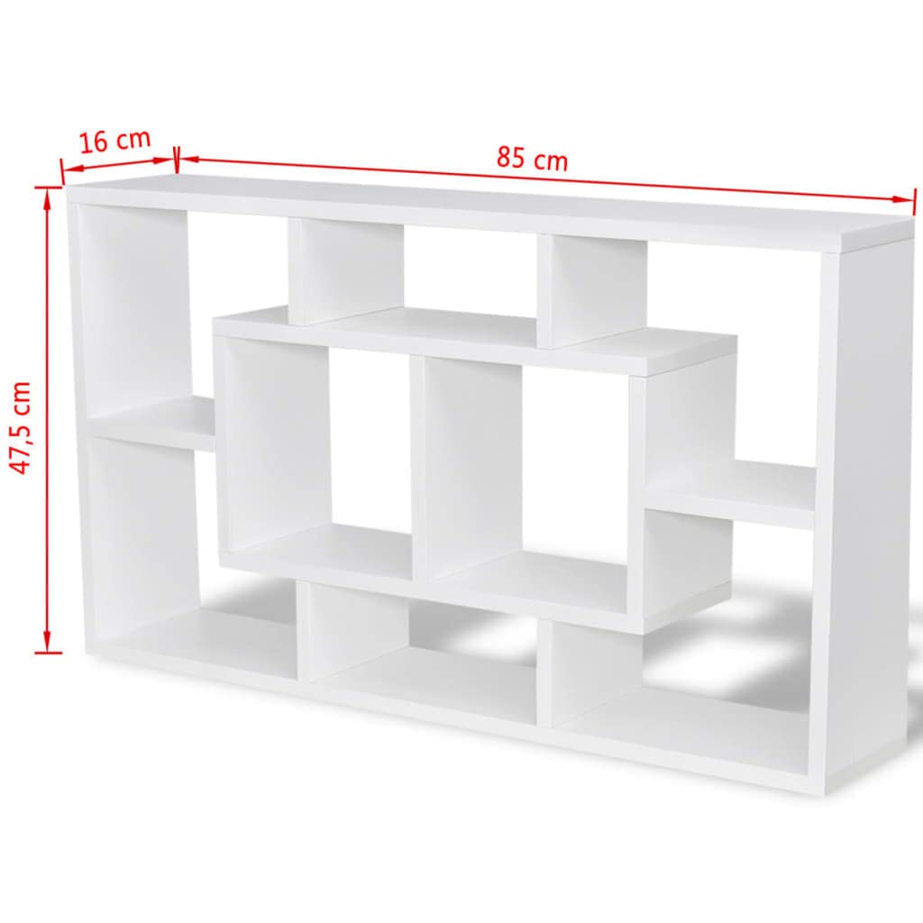 vidaXL Heim & Garten Wandregal 8 Fächer Weiß 85 cm