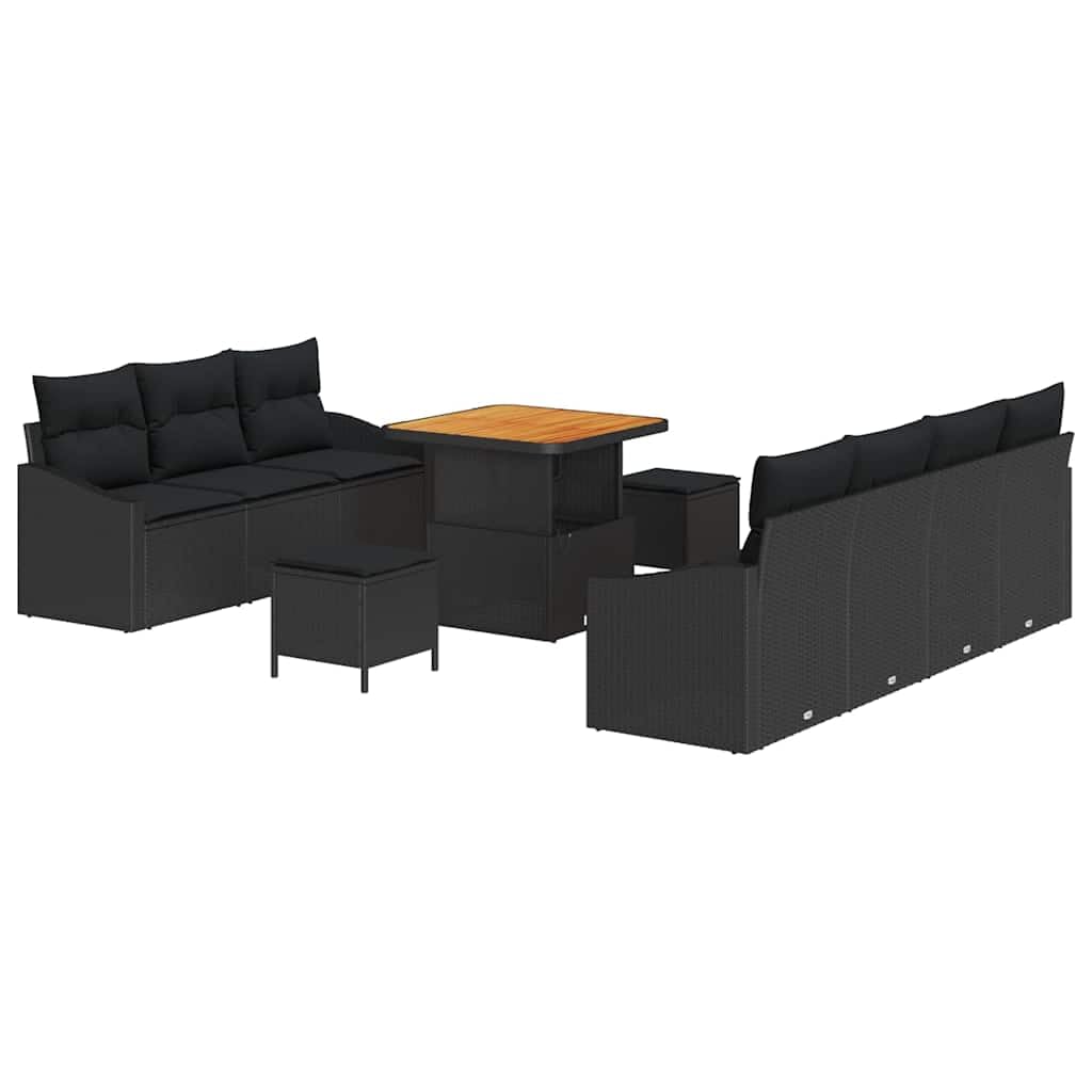 vidaXL Heim & Garten Gartensofa-Set 10-tlg Schwarz Poly-Rattan