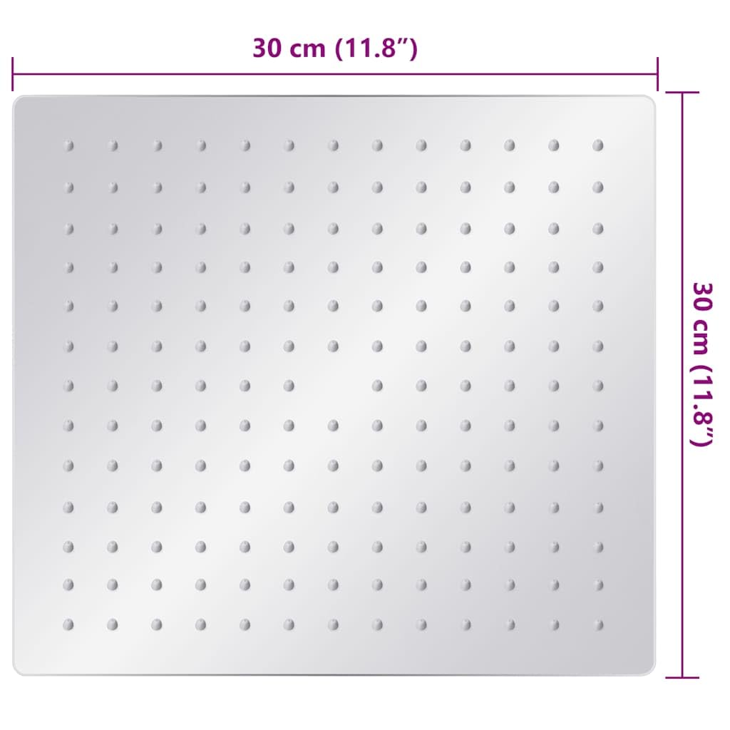 vidaXL Regenbrause Duschkopf Edelstahl 30x30 cm quadratisch