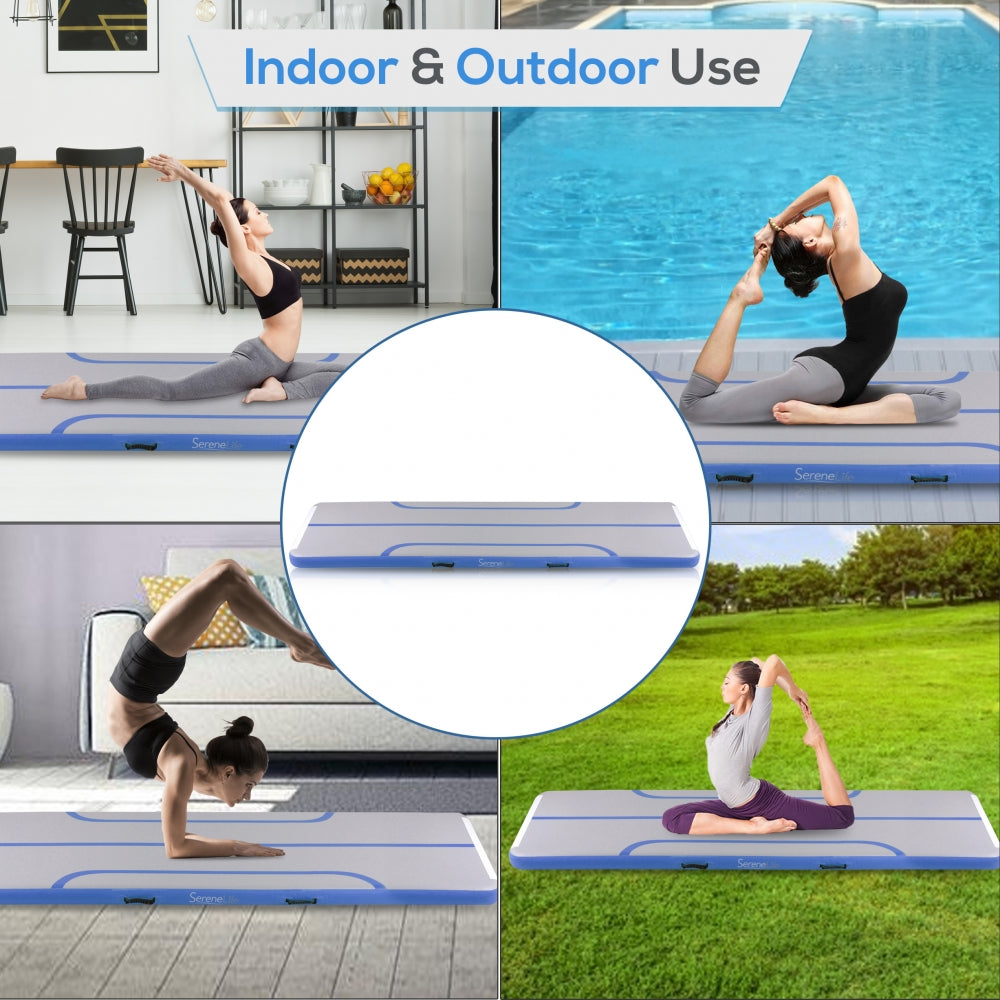 Serenelife Fitness Airtrack Turnmatte Blau 300x100cm
