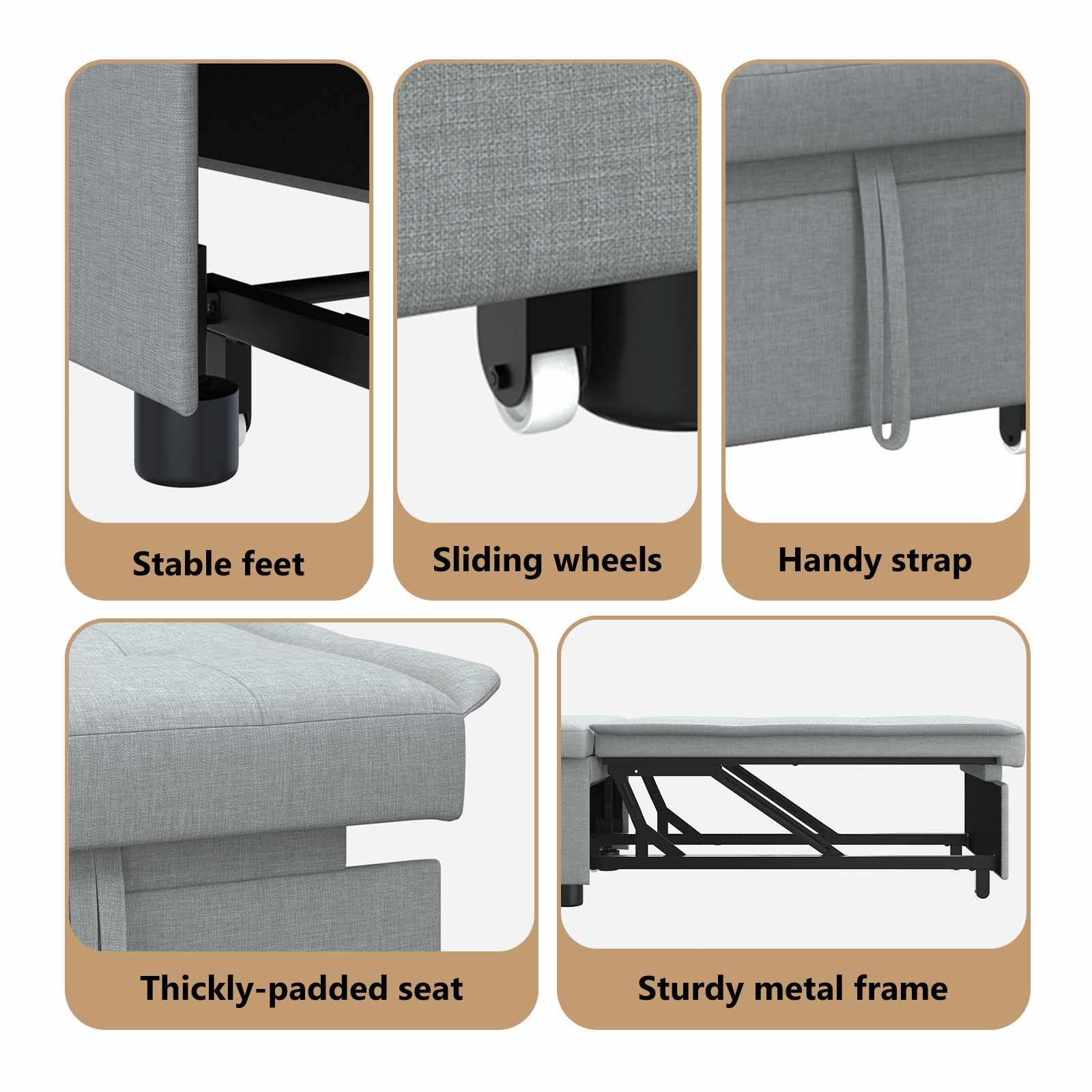 vidaXL Schlafsofa 194x50x82 cm Stoff hellgrau ausziehbar
