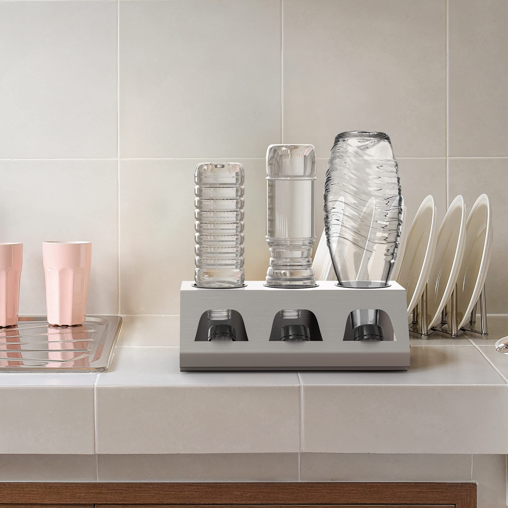 Intirilife Flaschenhalter Edelstahl Silber 30x15,5x11 cm