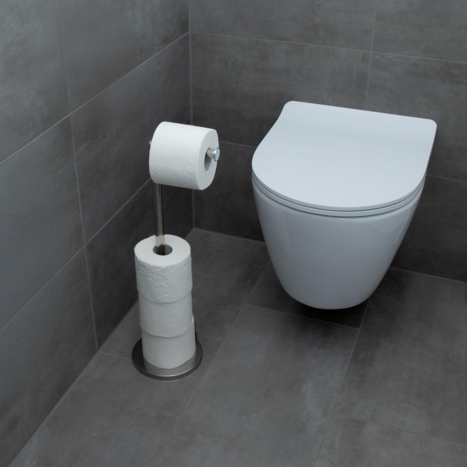 Intirilife Toilettenpapierhalter Edelstahl 55 cm Ständer