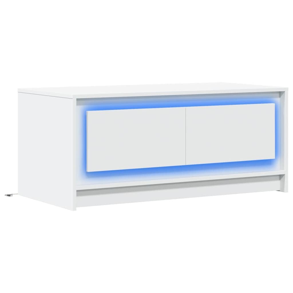 vidaXL LED Couchtisch weiß Holzwerkstoff 100x50 cm
