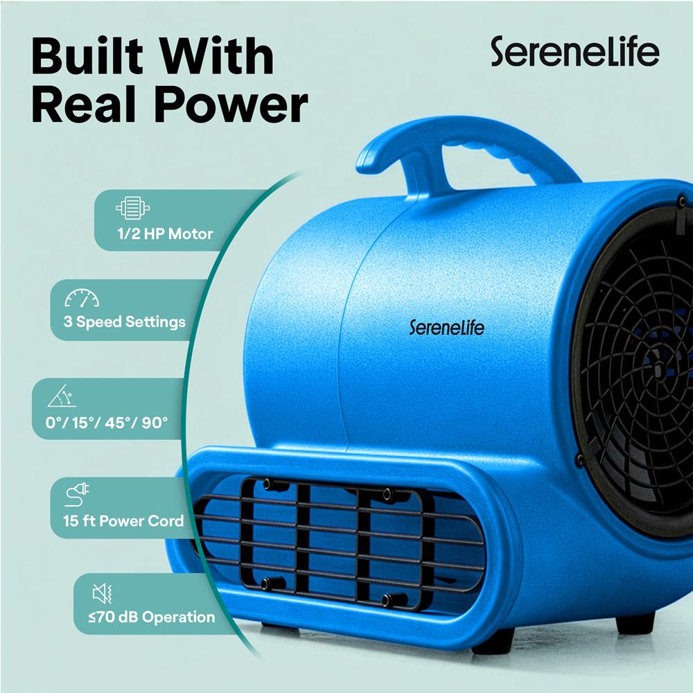 Serenelife Portable AC Air Mover Gebläse Blau 3 Stufen