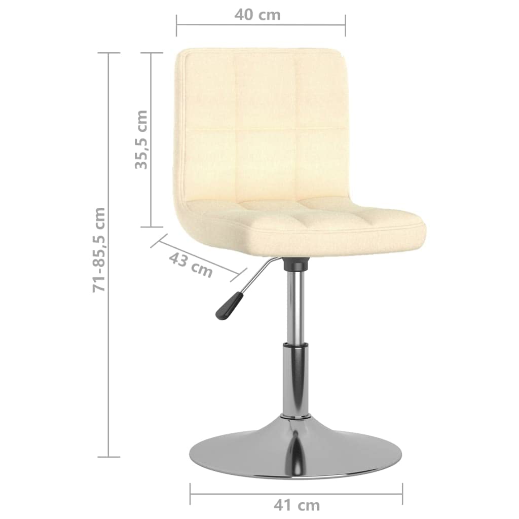 vidaXL Esszimmerstühle 2x drehbar höhenverstellbar Creme Stoff