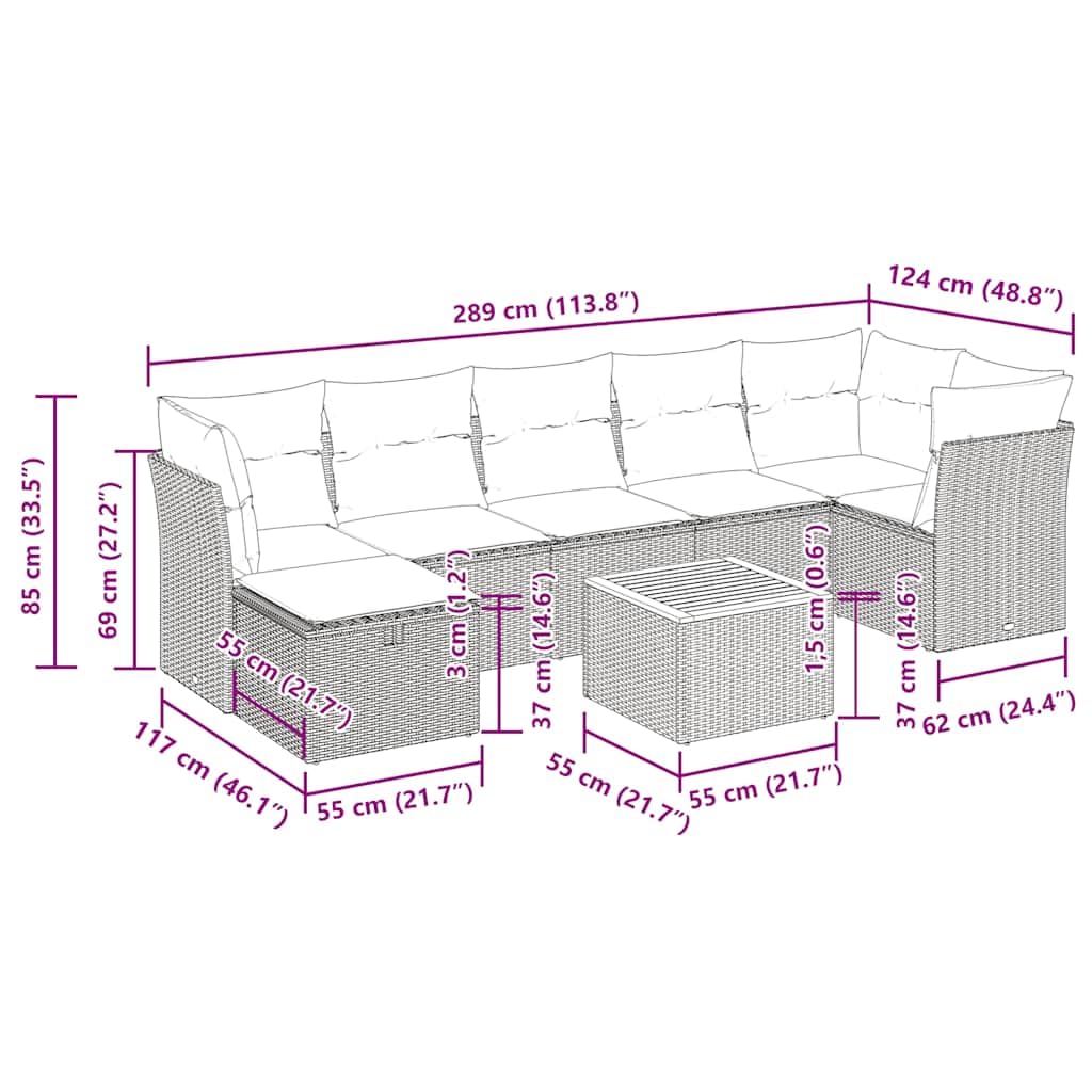 vidaXL Heim & Garten 8-tlg Garten-Sofagarnitur Schwarz Poly Rattan