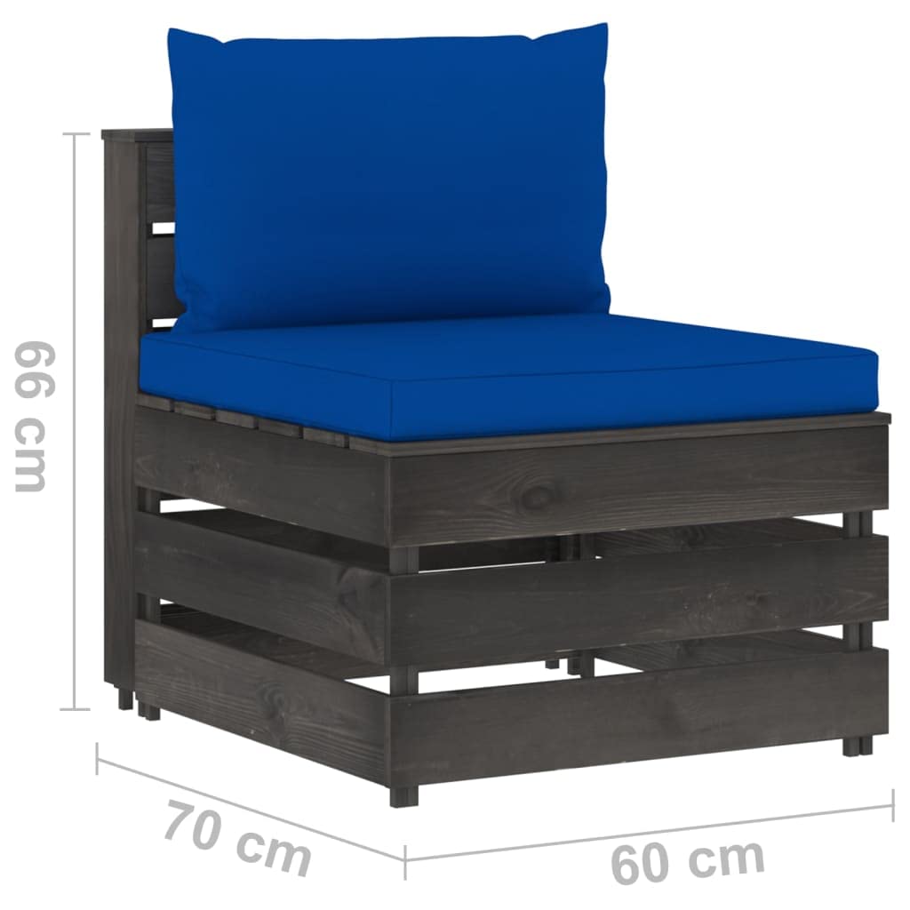 vidaXL Möbel Mittelsofa Palettensofa grau Kiefer imprägniert