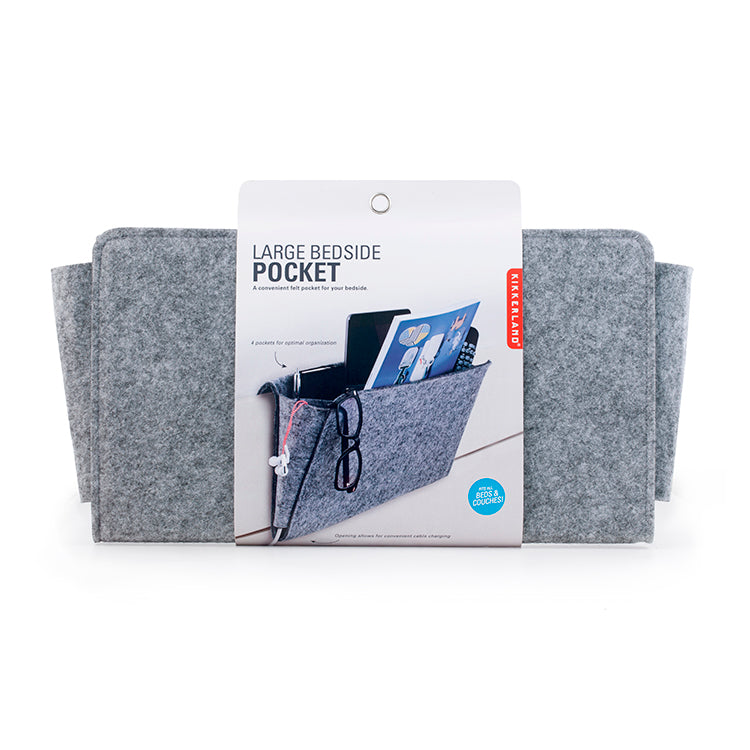 Kikkerland Large Bedside Pocket Betttasche Filz Kabeldurchlass