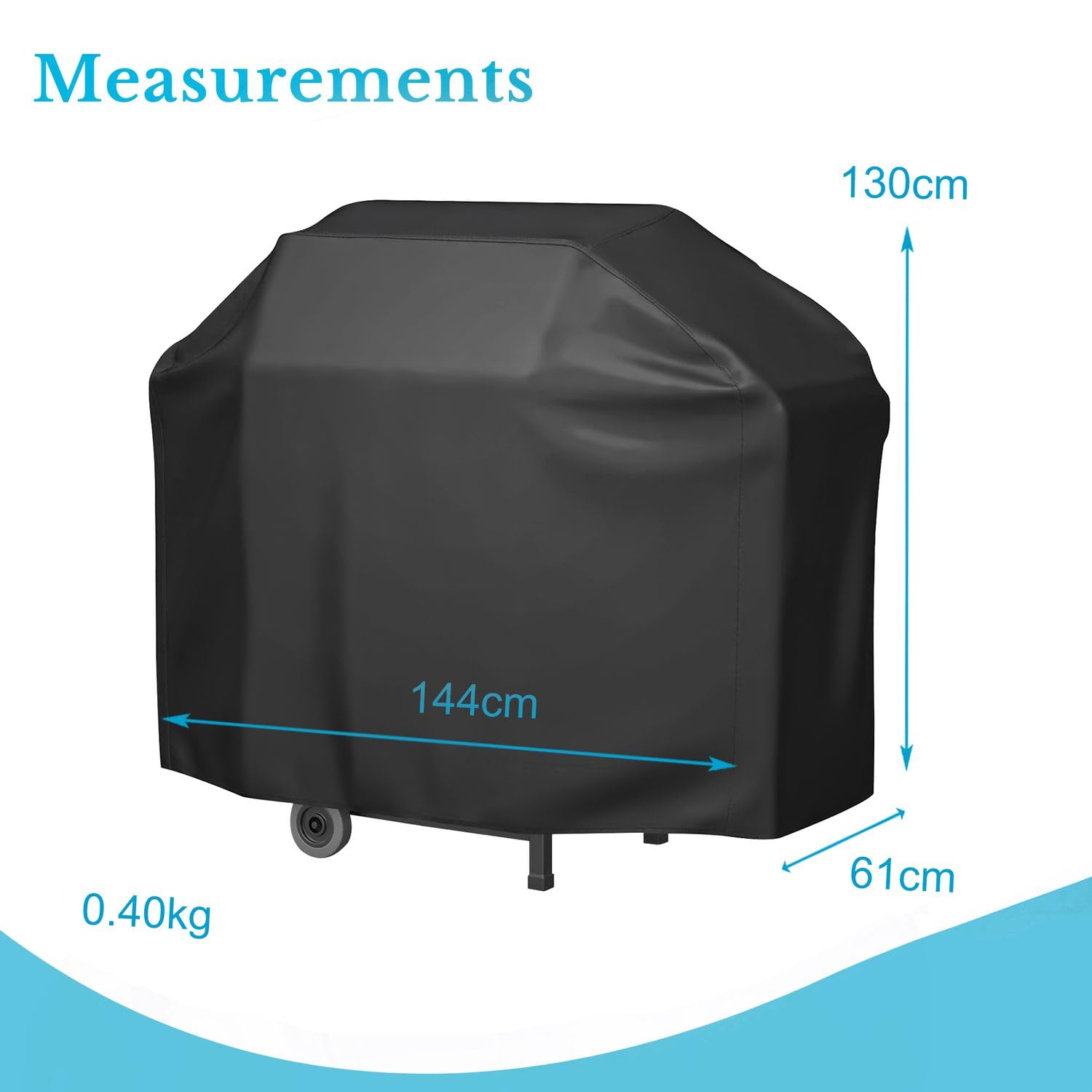 Intirilife Grillabdeckung Schwarz 144x61x130cm wasserdicht