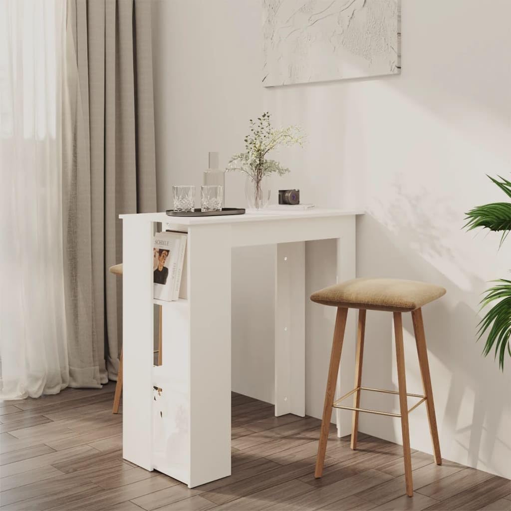 vidaXL Bartisch weiß 102x50x103,5 cm Holzwerkstoff mit Regal
