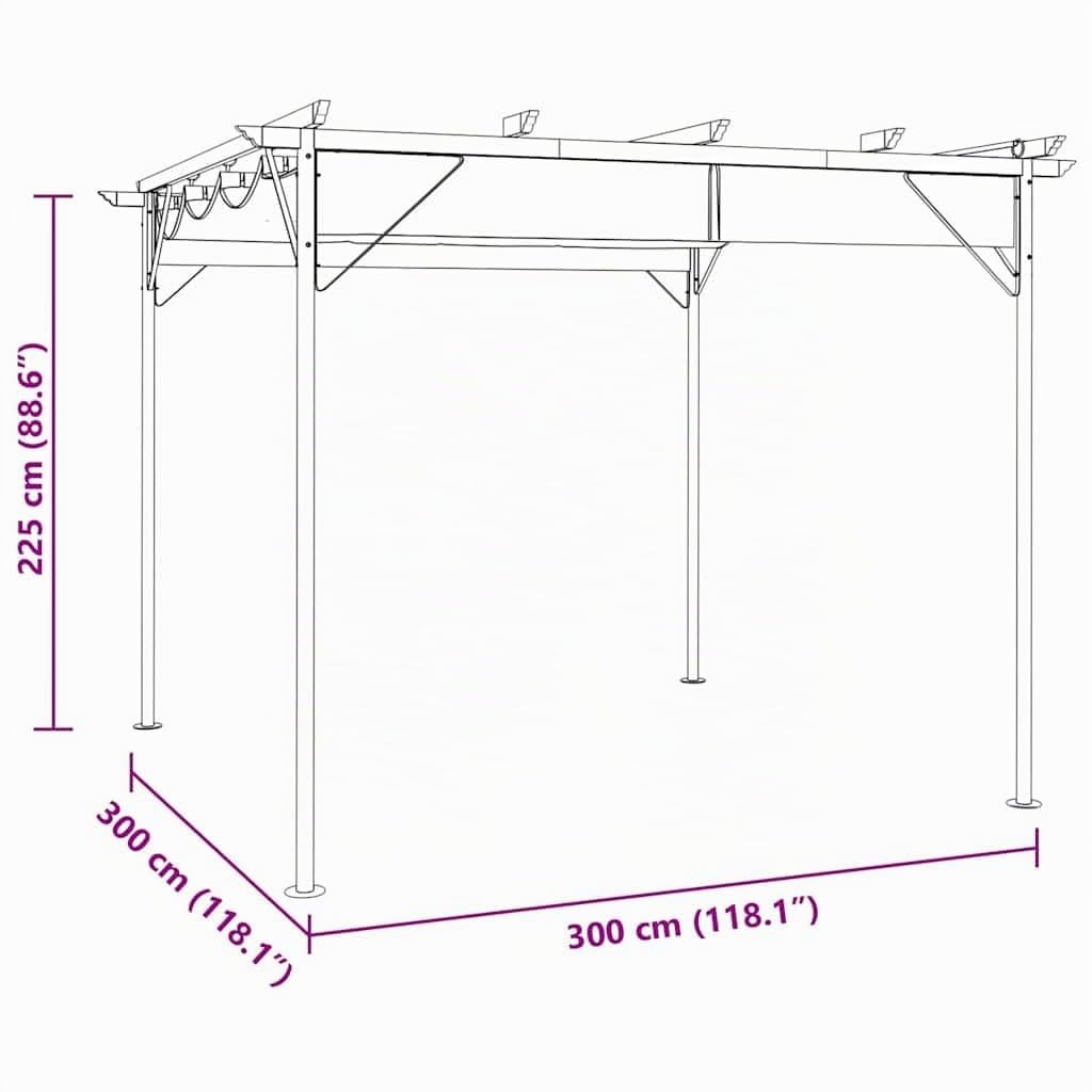 vidaXL Pergola Pavillon 3x3m Anthrazit Stahl Ausziehbares Dach