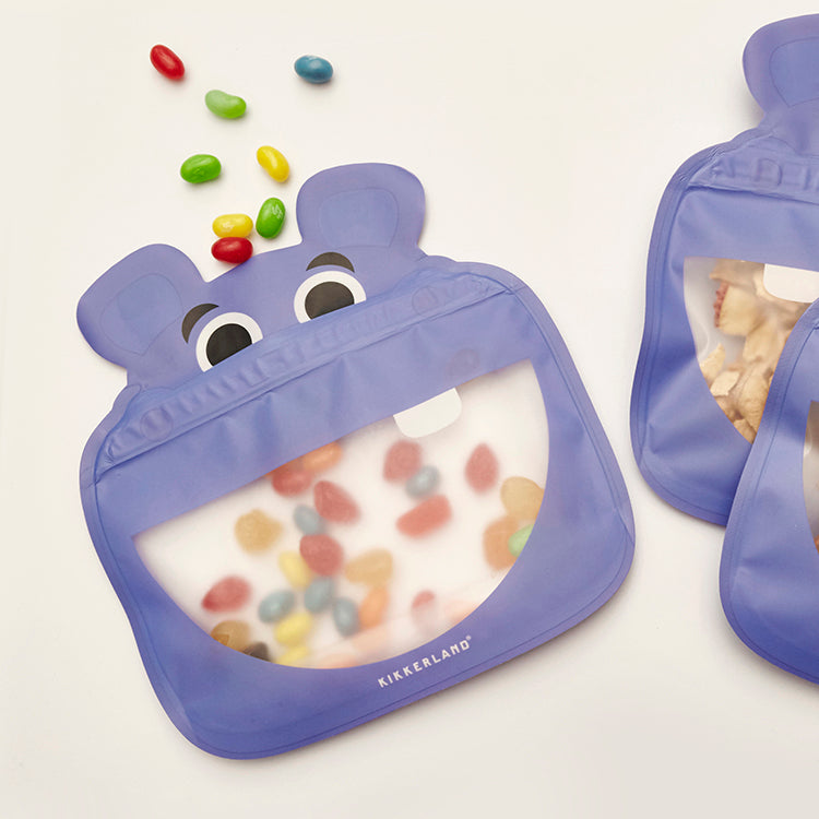 Kikkerland Home Hippo Zipper Bags 3er Snackbeutel BPA-frei